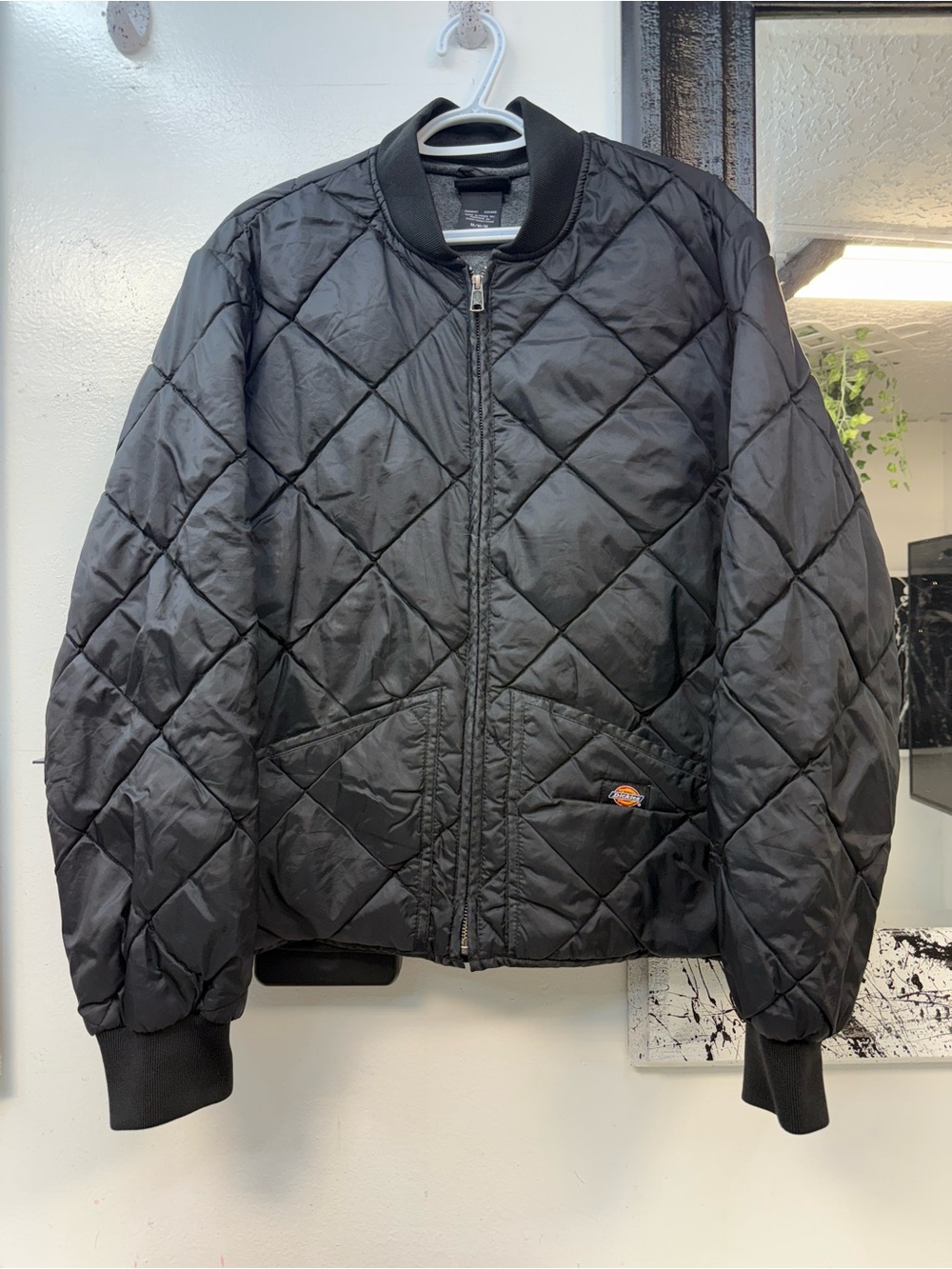 Dickies Black Quilted Diamond Bomber Jacket